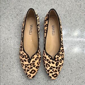Vaneli Brown and Black Leopard Print Flats
